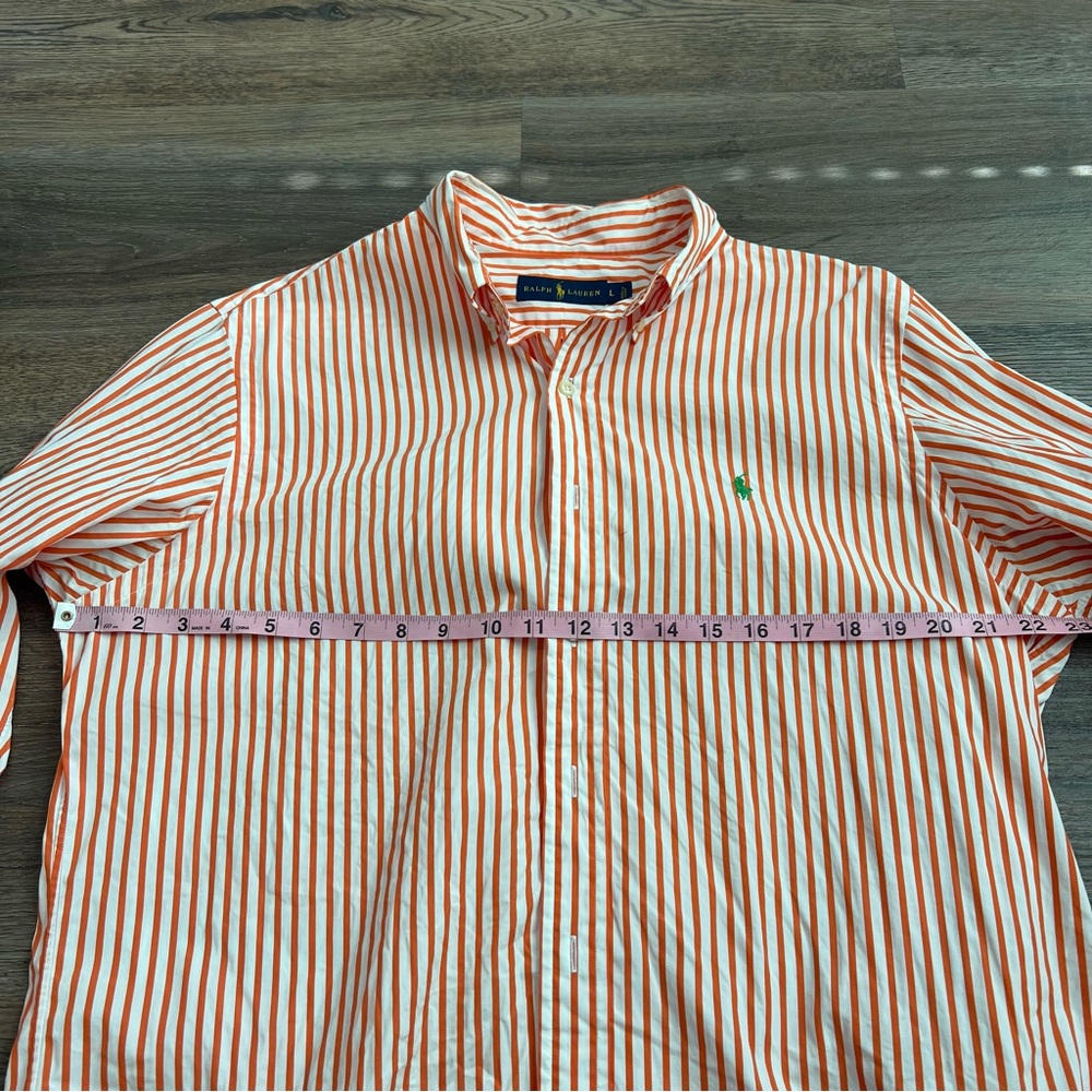 Polo Ralph Lauren Men’s Striped Button Down Dress Shirt Size Large Orange White - Picture 6 of 6
